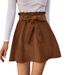 Voya Discounted Women's 2026 European And American Style Casual Waist Belt A-line Sweet Short Skirt Corduroy High Waisted Skirt_ecoleips.com