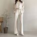 Women's Clothing Early Spring Lazy Loose Sweater High Waist Cover Meat Casual Wide Leg Pants Suit For Women_ecoleips.com
