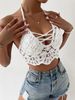 Bohemian Crochet Bikini Top – Sexy Halter Bandeau With Lace-Up Detail For Beach & Pool_ecoleips.com