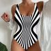 Aria Basics Women's Swimsuit 2026 Summer New Popular European And American Sexy Strap One-piece Striped Quick-dry Swimwear_ecoleips.com