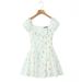 Sweet Floral Lace Mini Dress – Cottagecore Style, Puff Sleeves & Square Neck (S/M/L, High Waist & Ruffle Hem)_ecoleips.com