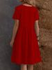 Solid Color Round Neck Short Sleeve Dress For Women Loose Fitting With Pockets Popular Style_ecoleips.com