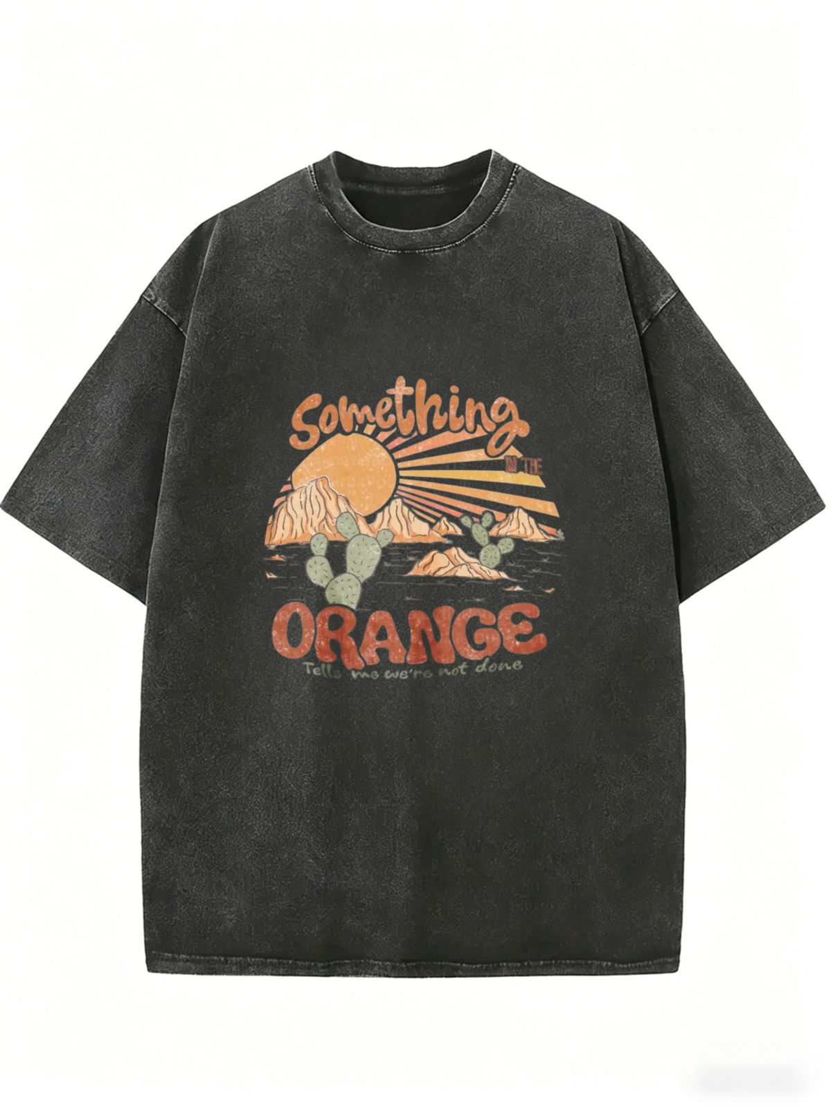 Vintage Desert Sunset Graphic T-Shirt Women Oversized Washed Cotton Retro Western Casual Tee_ecoleips.com