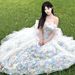 Elegant French Blue Evening Gown For Vocal Performance & Debutante Ball - Princess Style Dress With Full Skirt_ecoleips.com