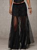 Plus Size Elegant Lace Half Skirt Spring Summer New Style Women's Black High Waist Stylish Commute Sexy Mesh Party Dress Skirt_ecoleips.com