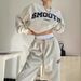 Women's Clothing Autumn And Winter Loose Versatile Casual Sweatshirt Sweatpants Two Piece Suit_ecoleips.com
