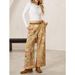 Women's High-Waisted Wide Leg Jeans Retro Rose Print Loose Fitting Casual Trousers Rolled up Cross Border Bestseller_ecoleips.com