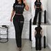 Women's Clothing Fashion Elegant Round Neck Short Tops And Trousers Casual Suits_ecoleips.com