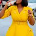 Winter Slim Waist Suit Dress Sexy Elegant Lapel Stylish Solid Color Plus Size Women's Clothing/Dress_ecoleips.com