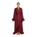 Aria Basics Cross-border European And American Sexy Feather Cardigan-style Tie-up Robe, Spring-summer Long-sleeved Long Women's_ecoleips.com
