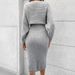Women's Knit Dress & Vest Two-Piece Set – Stylish & Comfortable Long Sleeve Outfit For Spring, Fall & Winter – Casual Elegance In Solid Gray_ecoleips.com