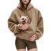 Aria Basics 2025 New European And American Autumn Winter Cross-Border Solid Color Hooded Plush Pet Pocket Loose Pullover_ecoleips.com