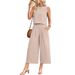 Women's Clothing Summer Casual Sleeveless Vest Wide Leg Nine Point Pants Suit Women_ecoleips.com