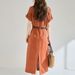 26 Summer New Lyocell+Linen French Workwear Collar Slimming Elegant Waist-Cinching Shirt Dress 22808_ecoleips.com