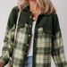 Women's Corduroy Checkered Blazer With Color Blocking - Long Sleeve Statement Jacket With Polo Collar (S-XL)_ecoleips.com