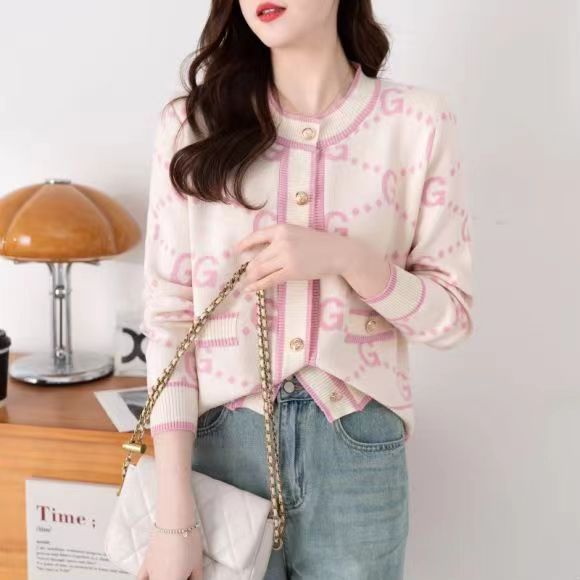Women's Pink Knit Cardigan, Sweet Retro Chunky Sweater, Casual Button Down Soft Cozy Top, Elegant Office Wear Daily Outwear_ecoleips.com