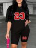 Summer Women's Casual Fashion 23 Letter Graphic Print Loose T-shirt Shorts Two-piece Set Sportswear Suitable For Daily Wear-144_ecoleips.com