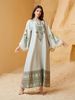 Middle Eastern Cross-Border Muslim Women's Long Robe, V-Neck Printed Fringe Abaya, Elegant Arabic Dress, Stylish Islamic Fashion_ecoleips.com