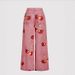 Women's Clothing Sweet Cherry Print Wide-Leg Jeans – High-Waisted Retro Denim (Pink, Sizes 26-31, Comfort Fit)_ecoleips.com