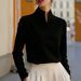 Women's Stand Collar Long Sleeve Shirt Niche Commuter Friendly Top Relaxed Everyday Wear Comfortable Feshion_ecoleips.com