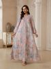 NC182 Women's Elegant Embroidered Sequined Long Dress Textured Full Skirt Sophisticated Style Muslim Fashion_ecoleips.com