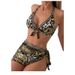 Women's Clothing Style Color Block Swimsuit Two Piece Halter Top Backless Bikini Set Crossover Hard Cup Bag Sexy Solid Color_ecoleips.com