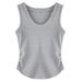 Women's Ribbed Cotton Sleeveless Camisole Pleated Waist Cinching U Neck Top Can Be Worn as an Inner Or Outer Layer_ecoleips.com