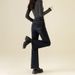 Xinge Black Micro Flared Jeans Women's New Winter High Waisted Pear Shaped Figure, Small Stature, Fringed Cropped Pants_ecoleips.com