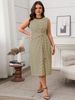 Women's Clothing Temperament Elegant High Waist Round Neck Loose Striped Dress_ecoleips.com