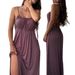 French Sweet Style Summer Plus-size Women's Dress With Drawstring, Loose-fitting, Casual, Solid Color, Long, High-end_ecoleips.com