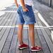 Aria Basics Aria Basics Cross-border European American Size Washed And Distressed Rolled Hem Patch Pocket Mid-waist Straight-leg Stretch Women's_ecoleips.com