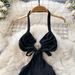 Women Dress Sexy Cut Out Waist Package Hips Split Bodycon Dress Summer Fashion Lady Knitted Party Vestidos Sundress_ecoleips.com