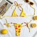 Three Piece Women's Printed Bikini Set Halter Neck Sexy Thong Swimsuit Two Piece_ecoleips.com