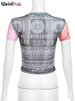 Weird Puss See Through Crop Tops Women Numeral Print Short Sleeve O-Neck Sexy Club Patchwork Streetwear Skinny Hot Girls Tees_ecoleips.com