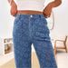 2025 Spring New Cross-Border European And American Heart-Crochet Denim Jeans Women's Casual Washed Straight-Leg_ecoleips.com