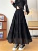 K Pleated Skirt For Women, New High Waisted Mid Length Umbrella Skirt, A-line Ballet Style Fluffy Cake Skirt_ecoleips.com