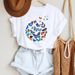 European And American Cross-border Foreign Trade Women's Floral Skull Print Round-neck Short-sleeve T-shirt Top_ecoleips.com