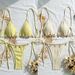 Women's Sexy Shell Bikini Two Piece Swimsuit Lace Up Solid Color American Style For Beach Vacation_ecoleips.com