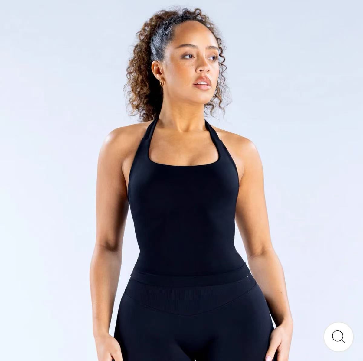 Women's Seamless Halter Neck Sports Bra Fitness Yoga Vest With Breast Pads Slimming High Elasticity Knitted Underwear Polyester_ecoleips.com
