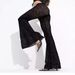 Women's High Waisted Flared Pants - Sexy Mesh Flocked Casual Trousers, Stretchy Comfort Fit, Trendy Leopard Print_ecoleips.com