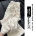 Women's White Wide Leg Pants High Waisted Drawstring Flowy Casual Distressed Rhinestones Thin Straight Summer Style_ecoleips.com