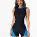 Aria Basics Sports-style European And American One-piece Zipper Slim-fit Sports Swimsuit, New Tight-fitting Women's Clothing_ecoleips.com