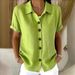 Women's Short Sleeve Button-Up Shirt – Elegant Solid Color Lapel Collar Blouse For Summer Casual & Office Wear_ecoleips.com