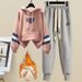 Women's Clothing Fashion Suit Plus Velvet And Thickened Autumn And Winter Stylish Hooded Sweatshirt Casual Sweatpants Warm Two Piece Suit_ecoleips.com
