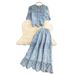 Women's Clothing Knitted Suit Women's Sleeveless Vest Mid Length Skirt High End Lady Two Piece Suit_ecoleips.com