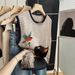 Women's Clothing Digital Printed Diamond Knitted Vest Sleeveless Early Spring Retro Color Block Knitted Layered Top_ecoleips.com