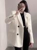 2024 New Korean Style Women's Blazer, High-End Corduroy Casual Loose White Suit Jacket For Spring And Autumn_ecoleips.com