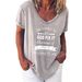 Aria Basics Aria Basics European And American Women's Tops Summer Hot Sale Creative Print V-Neck Elegant Short Sleeve T-Shirt For_ecoleips.com