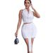 New Style Spicy Girl Sleeveless Thin Strap Tassel Women's Top Solid Color Halter Sexy Vest Short Skirt Set_ecoleips.com