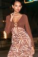 Women's Clothing Women's Fashion Long Sleeve Dress Color Blocking Print V Neck Mesh Style Summer For Formal & Casual For Women_ecoleips.com